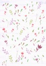 summer flowers and green branches, vintage style. hand drawn honey flowers. beautiful abstract background